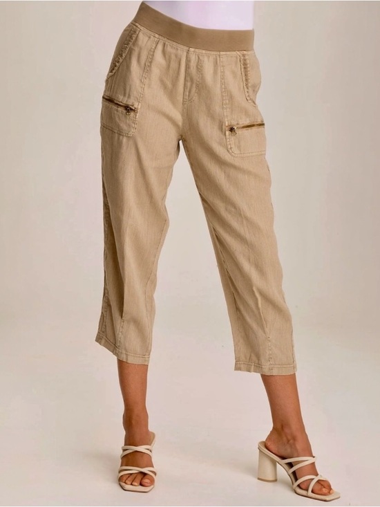 XCVI Pants - XCVI Camden Linen Tapered Crop Pant Pull On Lightweight Neutral Sz M